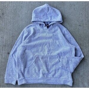 Vintage 90s Blank Gray Hoodie Pullover Size M/L Fleece Embroidered Shaver Lake